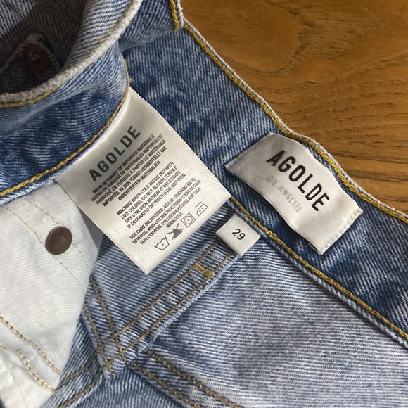 AGOLDE PARKER HIGH WAISTED BUTTON FLY DISTRESSED DENIM SHORTS SZ 28 - Picture 14 of 15